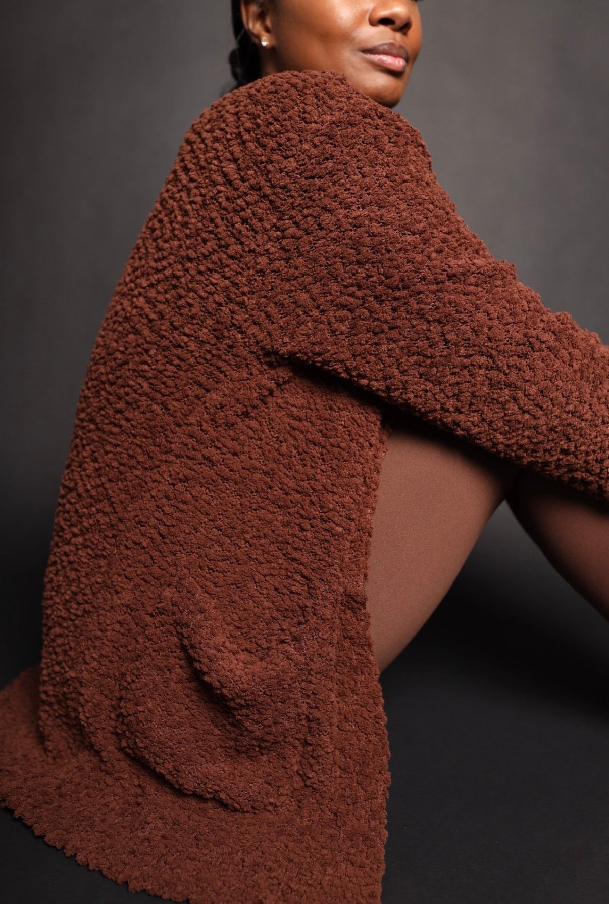 Brown popcorn cardigan sweater