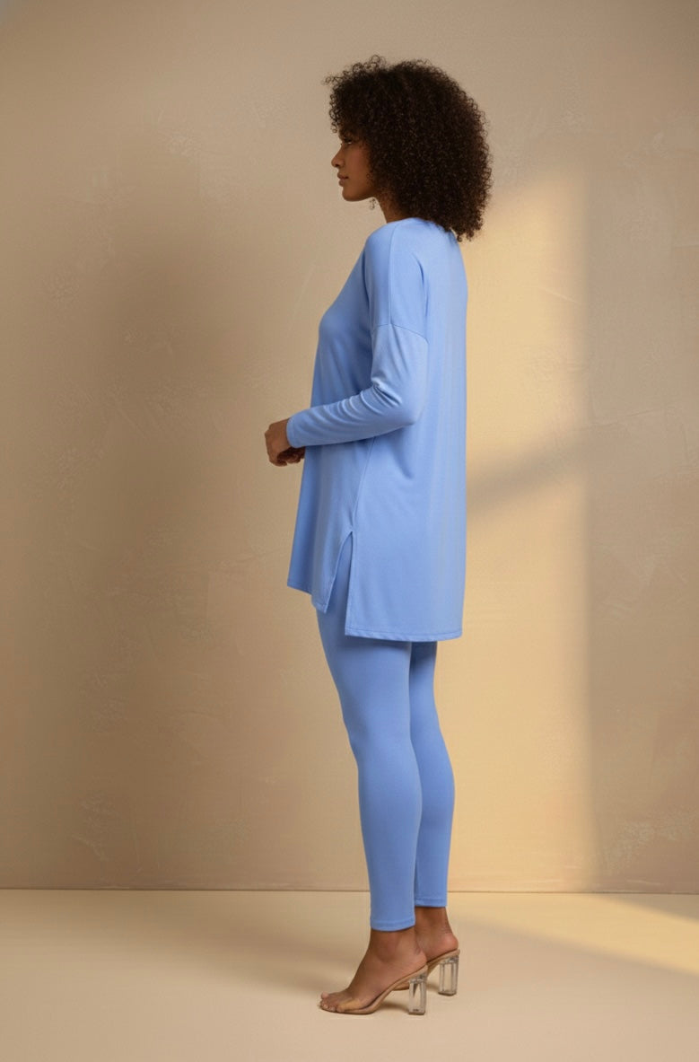 California blue micro-fiber legging set