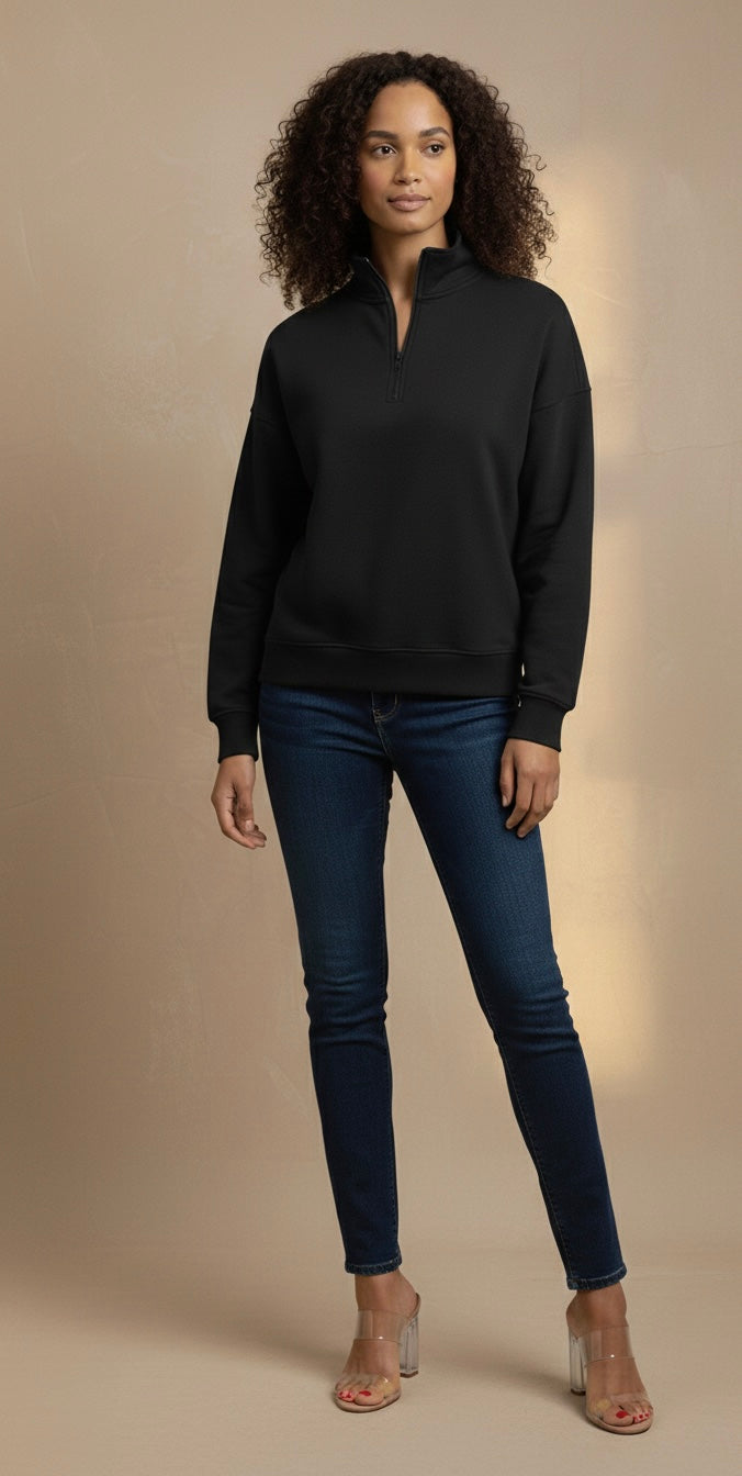 fleece lined quarter zip sweater