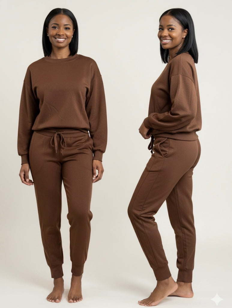 Scuba crew-neck pull over two piece set