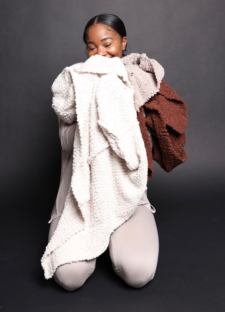 sand beige popcorn cardigan sweater