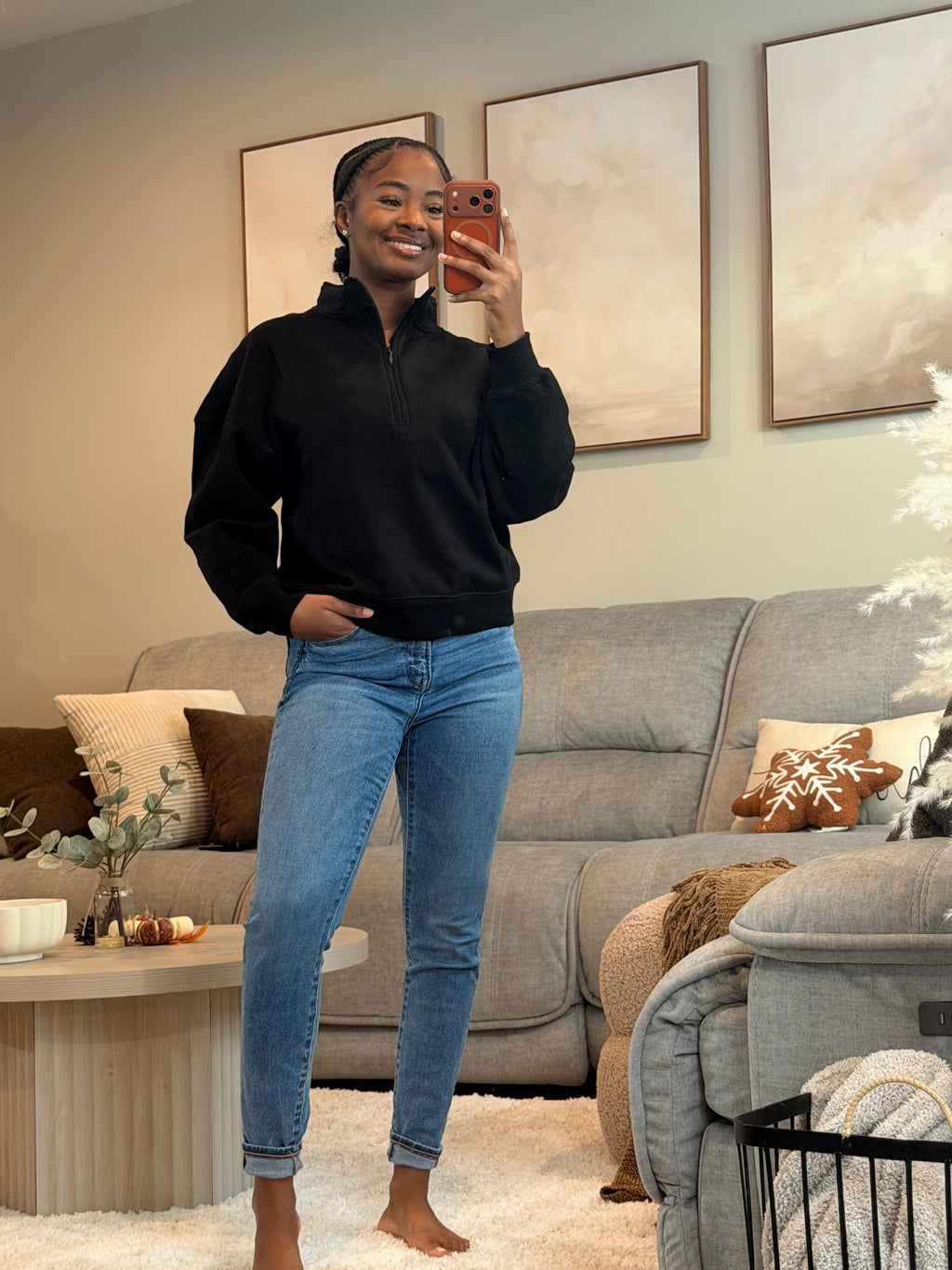 fleece lined quarter zip sweater