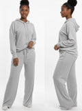Ribbed wide-leg pant set