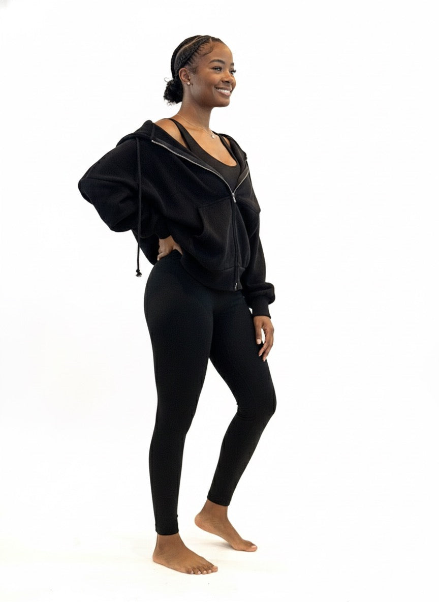 Black over-sized fleece lined hoodie