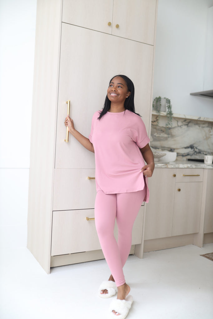 Pink micro-fiber legging set